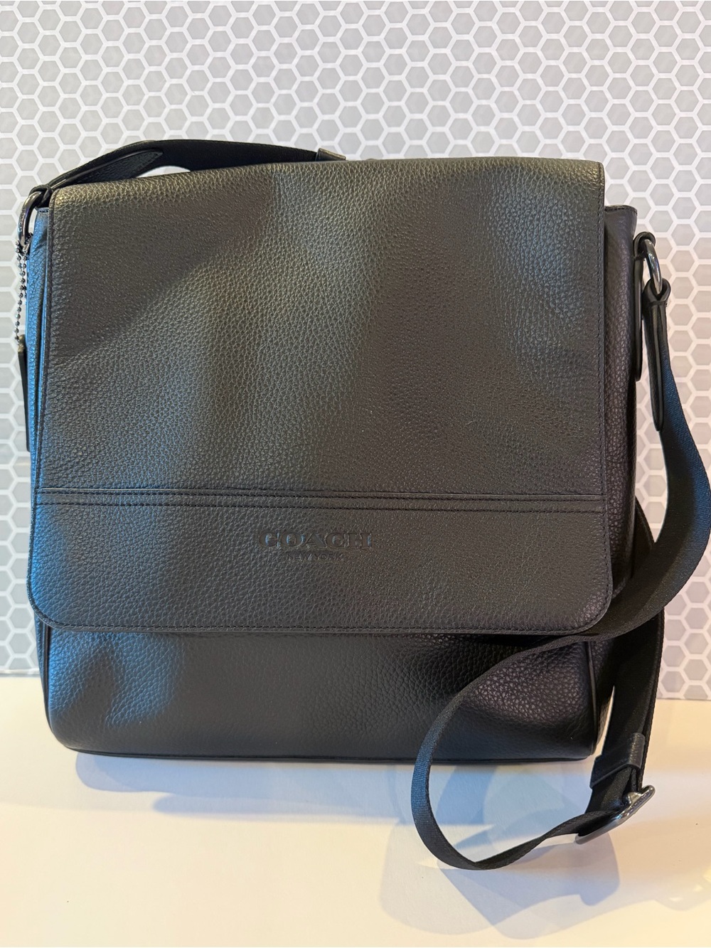 Coach Black Pebbled Leather Crossbody Messenger